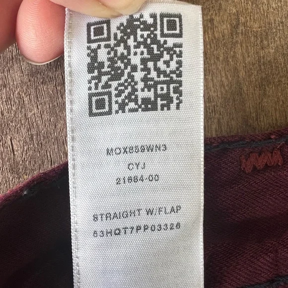 True Religion Ricky Straight Mens Jeans Burgundy Sz 34 Heavy 90s Skateboard